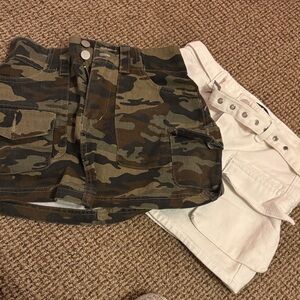 Charlotte Russe Camo and Cream Mini Skirts